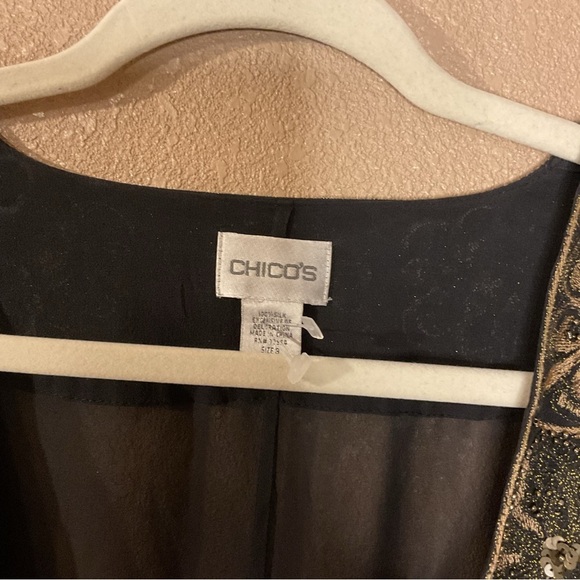 Chicos Vintage 90s Silk Beaded Contemporary Blouse Cardigan with Tie A13 - Picture 4 of 4